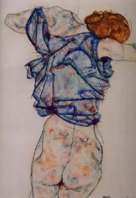 Egon Schiele kvinna under avkladning Germany oil painting art